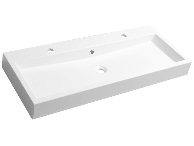Sapho ORINOKO umyvadlo, litý mramor, 100x42 cm, 2 otvory pro baterii, bílá
