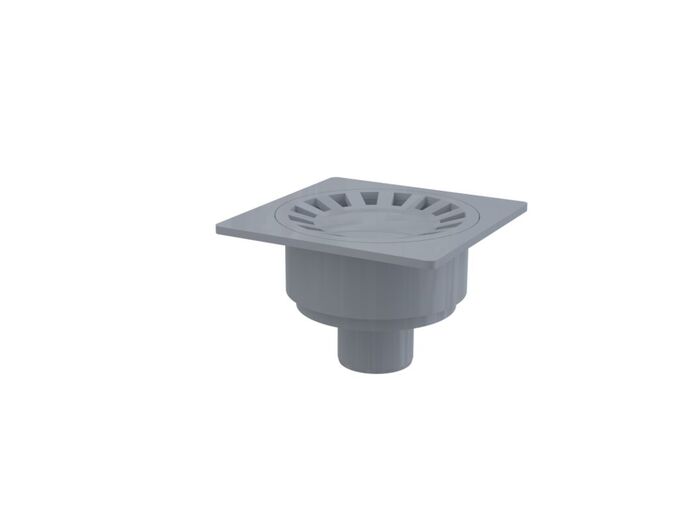 Alcadrain Podlahová vpust 150x150/50mm přímá, mřížka, bílá, vodní zápachová uzávěra