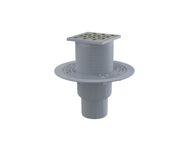 Alcadrain Podlahová vpust 105x105/50/75mm přímá, mřížka, nerez, vodní zápachová uzávěra