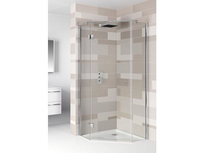 Riho POLAR P301 sprchový pětiúhelníkový kout 100x100/200cm, pochromovaný hliníkový profil, čiré sklo