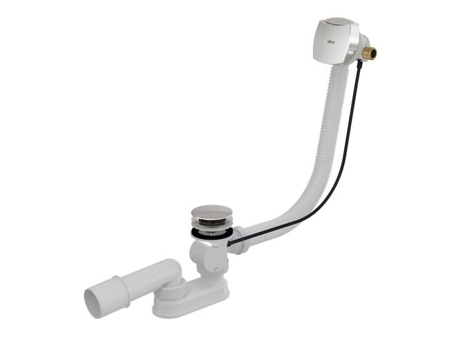 Alcadrain Sifon vanový automat s napouštěním přepadem pro silnostěnné vany 57 cm, chrom