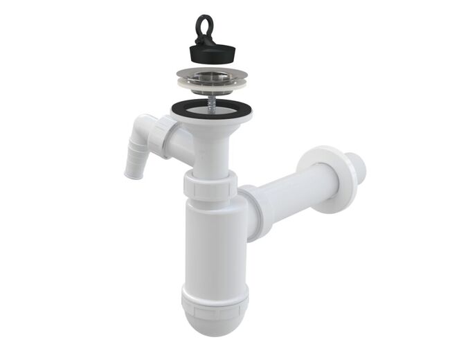 Alcadrain Sifon umyvadlový, průměr 40 mm, s přípojkou a nerezovou mřížkou 63 mm, bílá