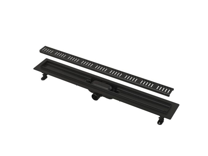 Alcadrain SIMPLE Podlahový žlab s okrajem pro perforovaný rošt 65 cm, černá mat