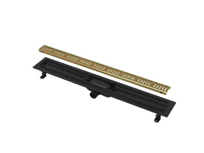 Alcadrain SIMPLE Podlahový žlab 65 cm s okrajem pro perforovaný rošt, mosaz