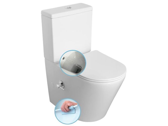 Sapho PACO CLEANWASH WC kombi, integrovaná baterie a bidet. sprška, spodní/zadní odpad, bílá