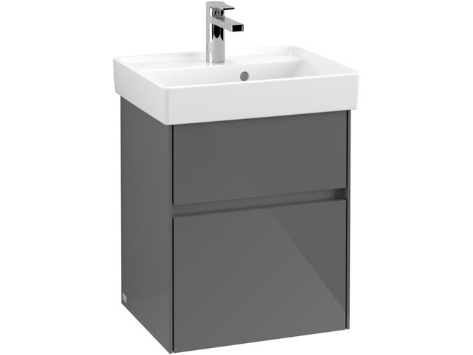 Villeroy & Boch Collaro Spodní skříňka 55,4x54,6x44,4 cm, box na doplňky L, 2x zásvuka, Glossy Grey