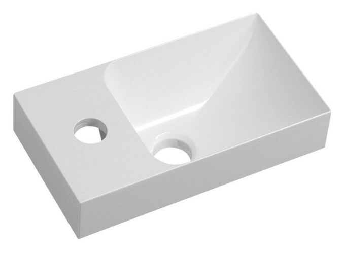 Sapho PICCOLINO umývátko 30,8x17cm, litý mramor, baterie vlevo, bílá