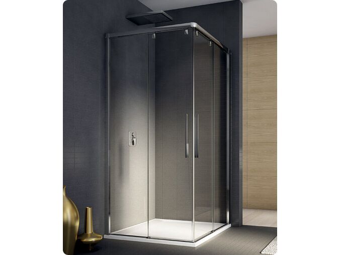 SanSwiss Ronal PUR LIGHT S rohový vstup, dvoudílné posuvné dveře, pravý díl, š. 100cm, v. 190cm, aluchrom, sklo čiré