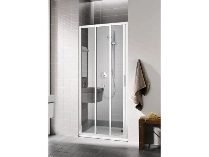 Kermi CADA XS 3-dílné posuvné dveře 87-91/200 cm, bílá, čiré sklo, CadaClean