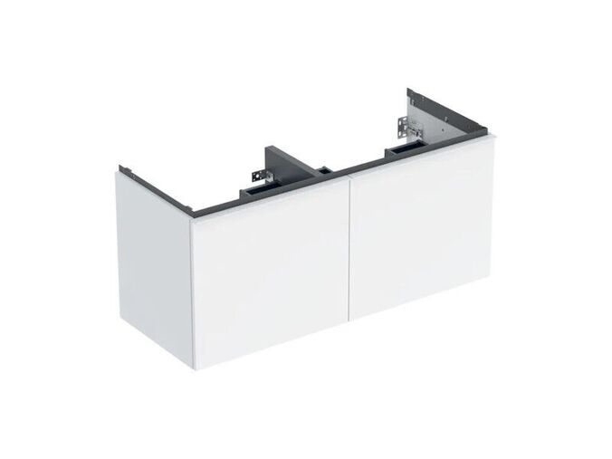 Geberit Acanto skříňka pro dvě umyvadla 118,4x47,5x54,1 cm, 2x zásuvka s 2x vnitřní zásuvkou, lakovaná lesk bílá