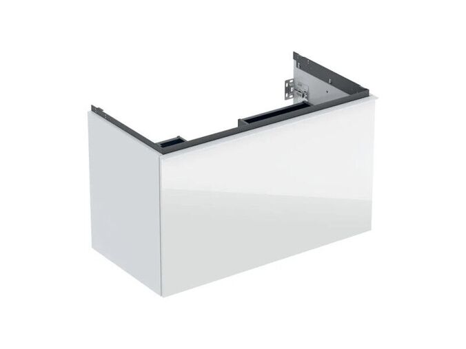 Geberit Acanto skříňka pod umyvadlo 88,8x47,5x54,1 cm, 1x zásuvka s vnitřní zásuvkou, lakovaná lesk bílá, sklo lesk bílá