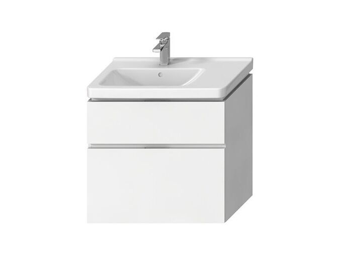 Jika Cubito Pure Skříňka pod umyvadlo 74x42,6x68,3 cm, 2x zásuvka, výřez vlevo, bílá/bílá lesk