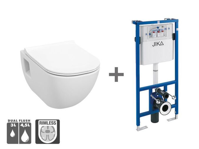 Jika Mio-N Set závěsný klozet rimless s viditelným uchycením + podomítkový modul