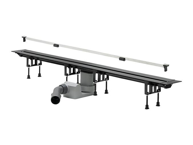 Viega Advantix Vario sprchový žlábek 30-120 cm, základní těleso, rošt, kartáčovaná ocel mat
