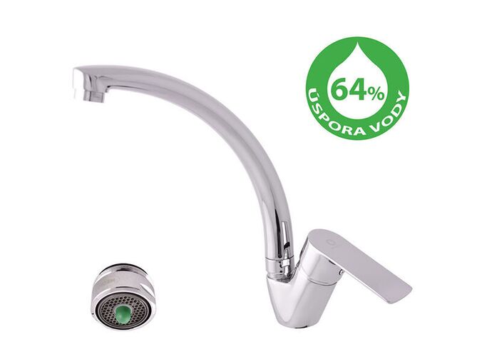 Slezák-RAV CZ Vltava Eco baterie dřezová stojánková s otočným ústím, chrom