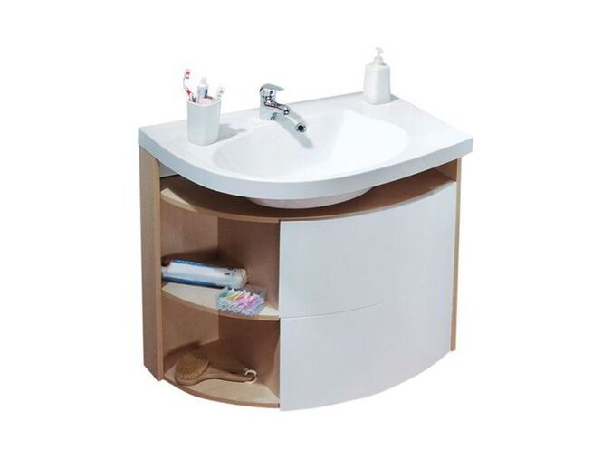Ravak Rosa skřínka pod umyvadlo SDU Comfort, 78x55x68 cm, pravá, korpus bříza, dvířka bílá lesk
