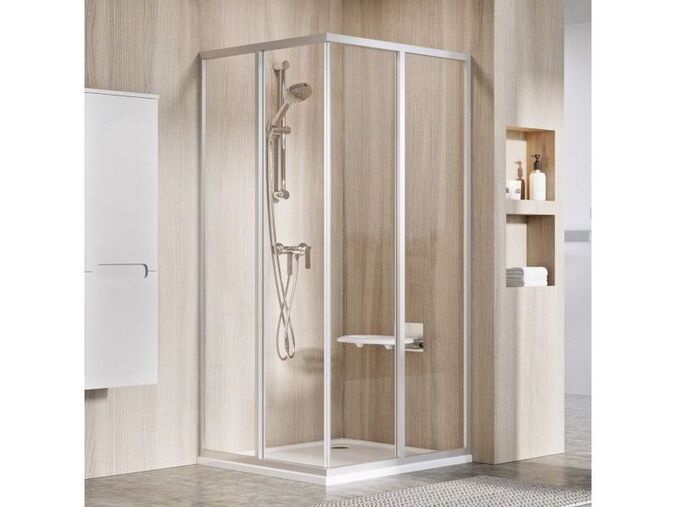 Ravak Supernova čtyřúhelníkový sprchový kout SRV2-S, 87-89x185 cm, satin, dekor transparent
