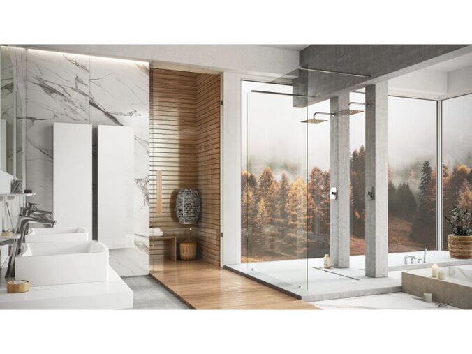 Ravak Free sprchový kout, 150x200 cm, chrom lesk, dekor transparent