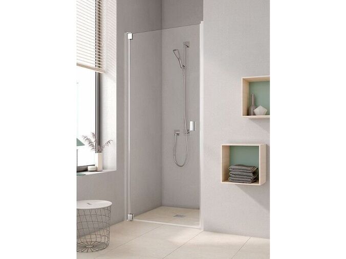 Kermi Raya jednokřídlé kyvné dveře, 86,8-90,8/200 cm, levé, stříbrná vysoký lesk - výprodej vzorku