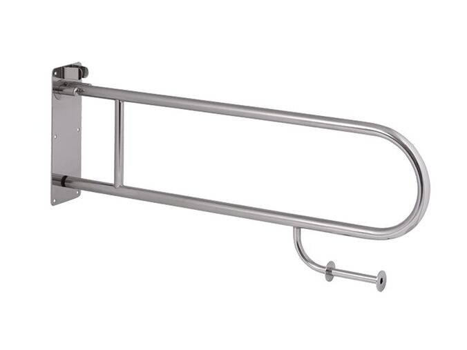 Sanela SLZM 03SDP - Nerezové madlo sklopné s držákem toaletního papíru 830 mm, lesklý povrch
