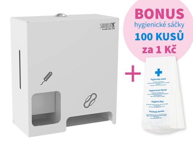 Sanela Nerezový zásobník hygienických potřeb, bílý SLZN 86W