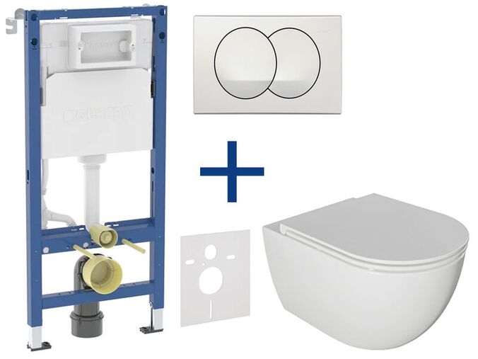 Geberit Duofix - Set předstěnové instalace, klozetu Oudee a sedátka softclose, tlačítko Delta, bílá SANI11CA3136B