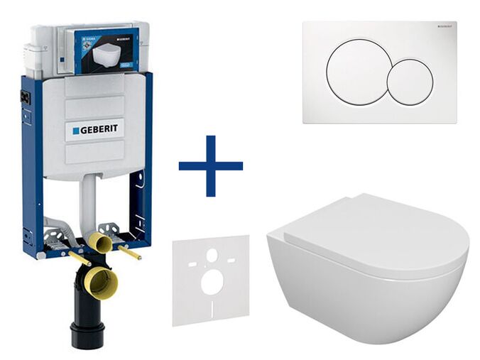 Geberit Kombifix - Set předstěnové instalace, klozetu Oudee a sedátka softclose, tlačítko Sigma01, alpská bílá SANI15CA3100
