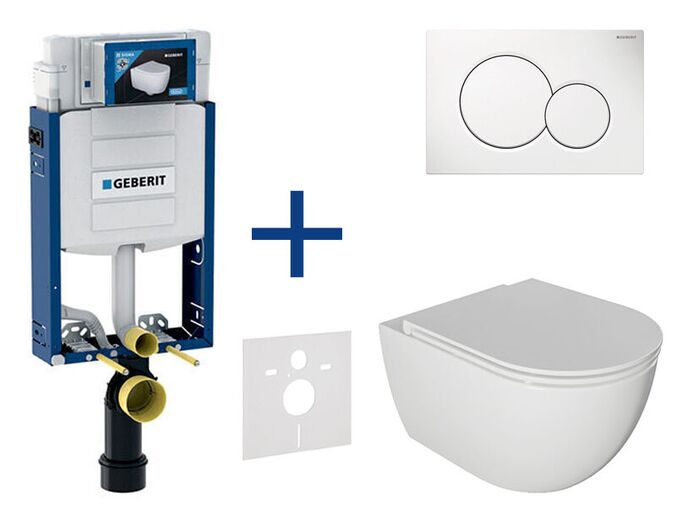 Geberit Kombifix - Set předstěnové instalace, klozetu Oudee a sedátka softclose, tlačítko Sigma01, alpská bílá SANI15CA3110