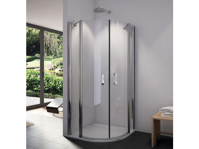 SanSwiss Ronal SWING-line čtvrtkruhový sprchový kout s dvoukřídlými dveřmi 90cm, R55, aluchrom, čiré sklo