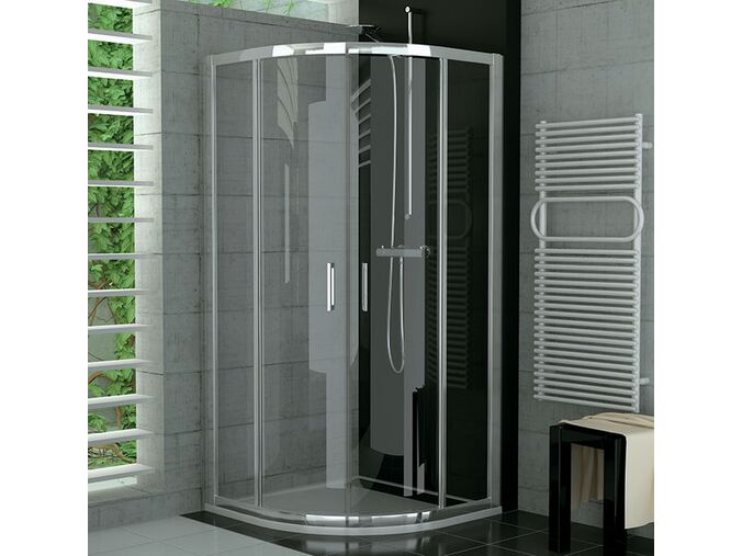 SanSwiss Ronal TOP-line sprchový kout čtvrtkruhový s dvoukřídlými dveřmi 90cm, R50, bílá, čiré sklo