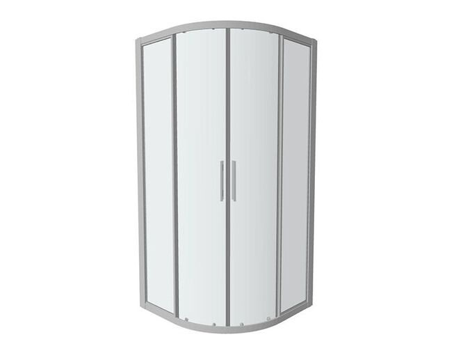 RONAL Top-line sprchový kout čtvrtkruhový 90 cm, dvoudílné posuvné dveře, aluchrom, Durlux