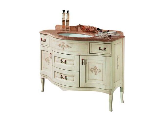Gallo Wood CALLA DEC 110-S skříňka s umyvadlem, š. 110cm, mramor Rosa Perlino, avorio decor