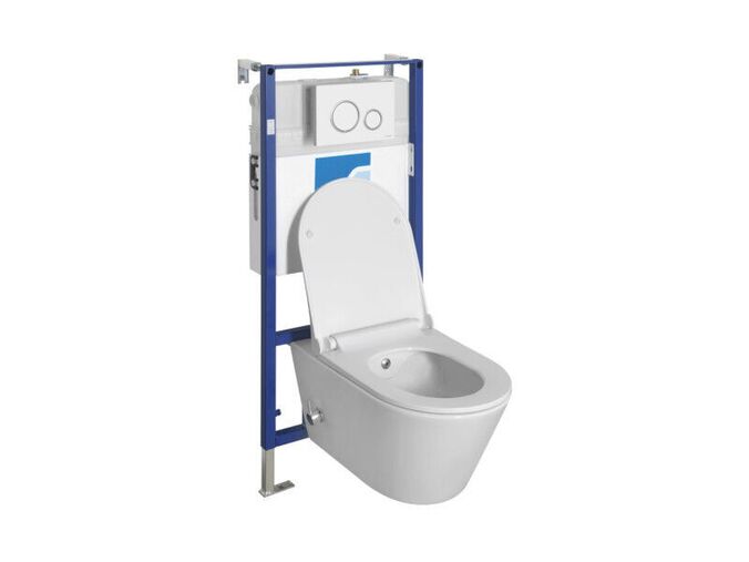 Sapho Sapho Závěsné WC AVVA CLEANWASH , integr. baterie a bidet. sprška s podomítkovou nádržkou a tlačítkem Schwab, bílá