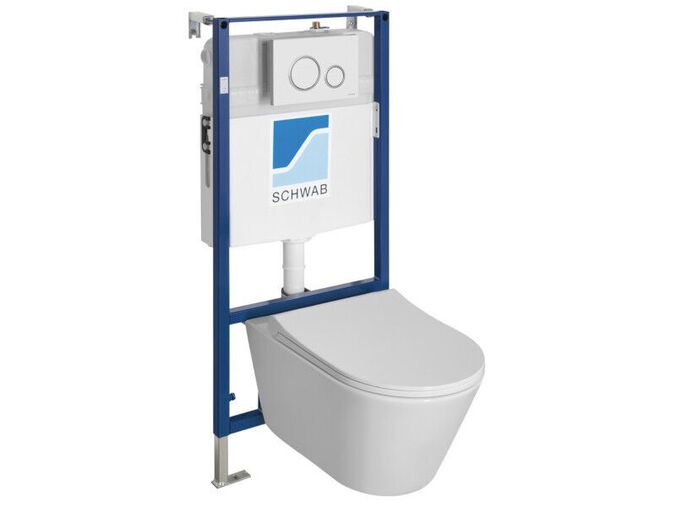 Sapho Sapho AVVA závěsné WC Rimless s podomítkovou nádržkou a tlačítkem Schwab, bílá