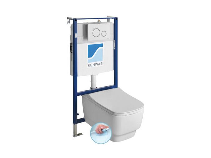 Sapho Sapho BELLO závěsné WC Rimless s podomítkovou nádržkou a tlačítkem Schwab, bílá