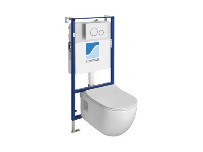 Sapho Sapho BRILLA závěsné WC Rimless bílá s podomítkovou nádržkou a tlačítkem Schwab, bílá