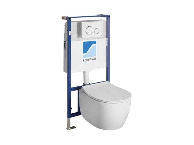 Sapho Sapho SENTIMENTI závěsné WC Rimless s podomítkovou nádržkou a tlačítkem Schwab, bílá