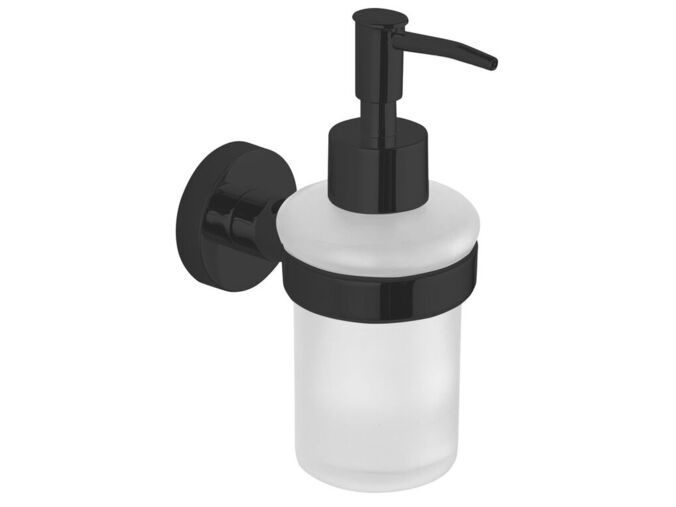 Aqualine SAMBA dávkovač mýdla 150ml, mléčné sklo, černá mat