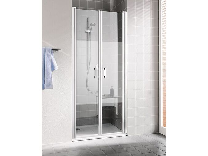 Kermi CADA XS dvoudílné kyvné dveře 86-91x200 cm, CadaClean, stříbrná lesk - výprodej vzorku