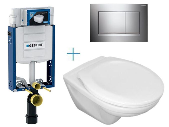 Geberit + Jika Sada pro závěsné WC110.302.00.5 CW + klozet Jika Euroline a sedátko Jika Zeta + tlačítko Sigma30, chrom lesk/mat/lesk