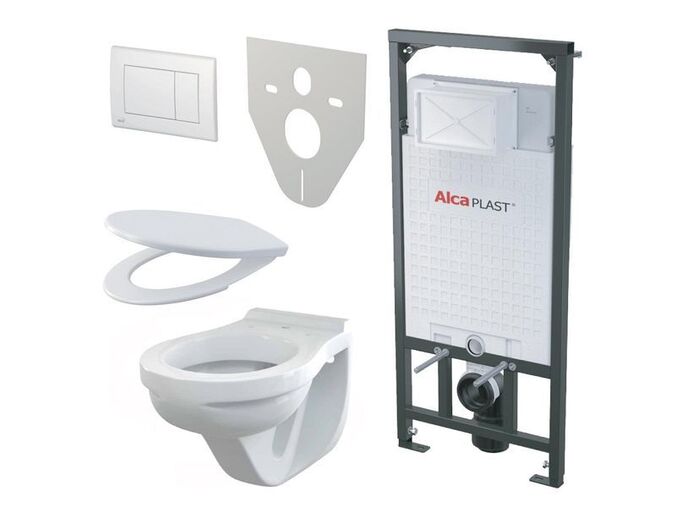 Alcadrain SET A101/1200 montážní rám, Alca WC, sedátko, izolační deska a ovládací tlačítko