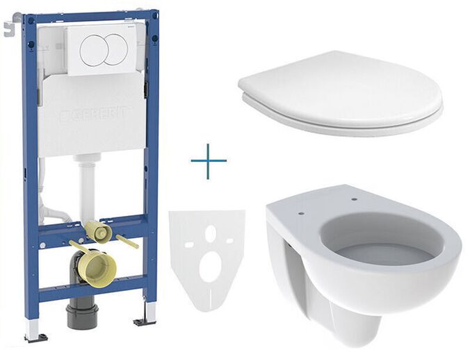 Geberit + Kolo Set předstěnové instalace Duofix Delta + klozet a sedátko Kolo Rekord + tlačítko Delta 01, bílá