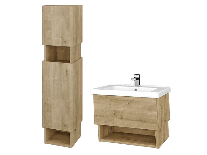 Dřevojas Invence Skříňka s umyvadlem Harmonia 65x47x48 cm + vysoká skříň 35x152x36 cm, Arlington - výprodej vzorku