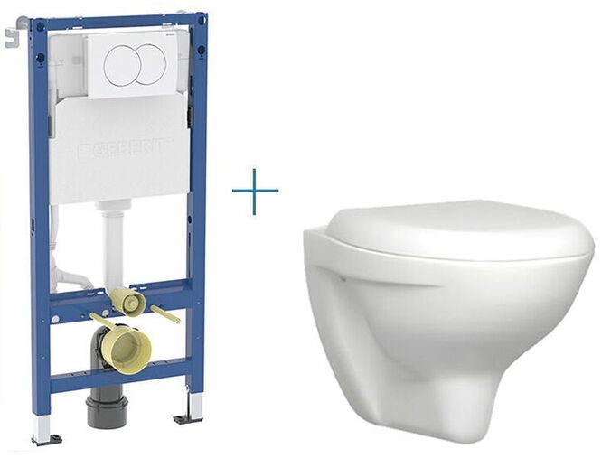 Geberit + Jika Set předstěnové instalace Duofix Delta + klozet a sedátko Jika Enigma + tlačítko Delta 01, bílá