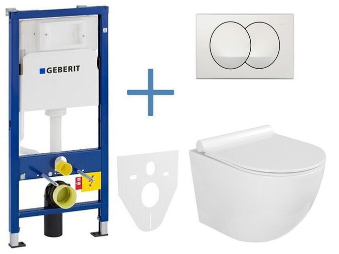 Geberit + kielle Geberit Duofix Delta - sada pro závěsné WC + klozet a sedátko Kielle Gaia + tlačítko Delta Zero, bílá