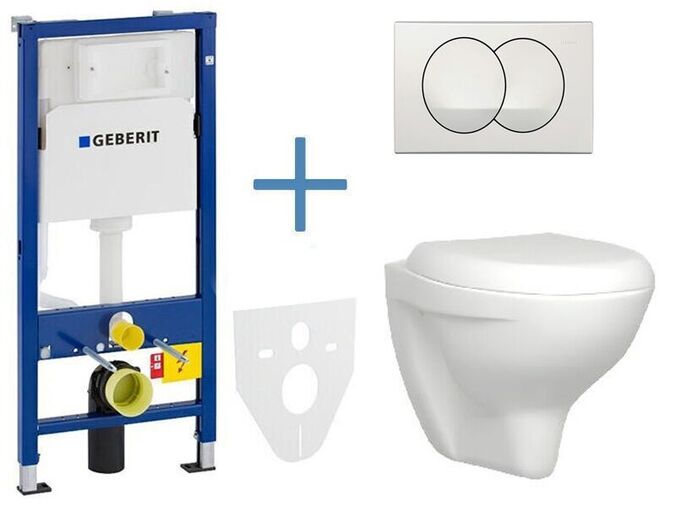 Geberit + Jika Set předstěnové instalace Duofix Delta + klozet a sedátko Jika Enigma + tlačítko Delta Zero, bílá