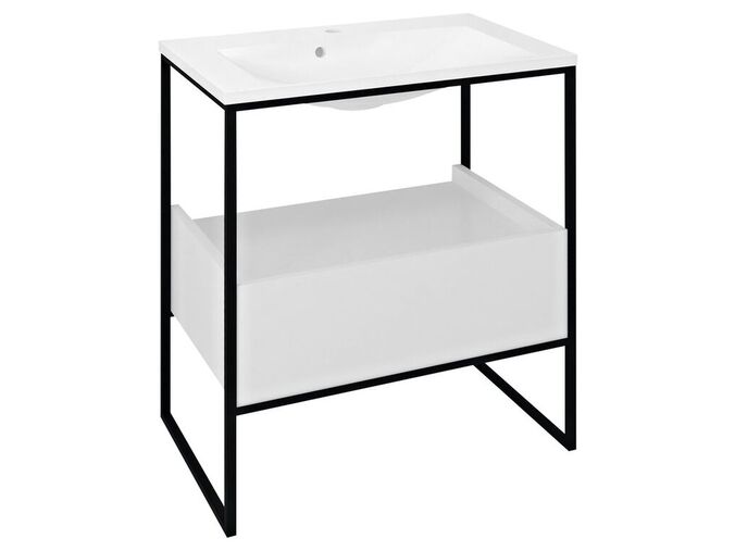 Sapho SKA konzole pod umyvadlo se zásuvkou 750x850x460mm, černá mat/bílá lesk