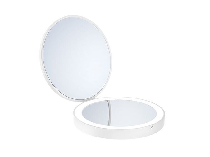 Smedbo Outline Lite Bad cestovní kosmetické zrcátko, LED osvětlení, průměr 12 cm, bílá