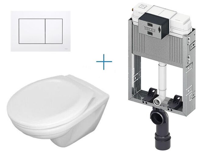TECEbox 2.0 - sada pro závěsné WC 9370300 CW + klozet Jika Euroline a sedátko Jika Zeta + tlačítko TECEnow, bílá