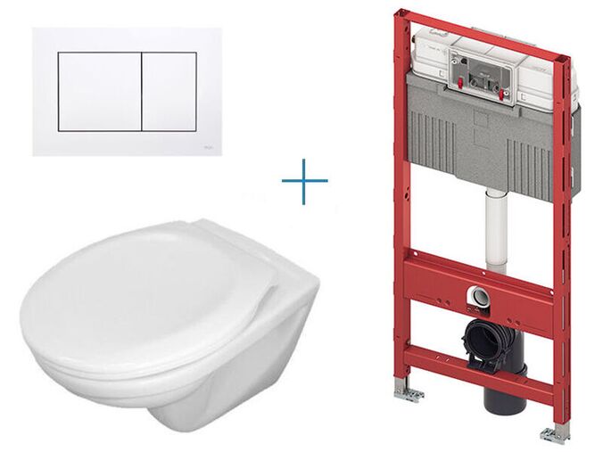 TECEprofil - sada pro závěsné WC 9300302 CW + klozet Jika Euroline a sedátko Jika Zeta + tlačítko TECEnow, bílá